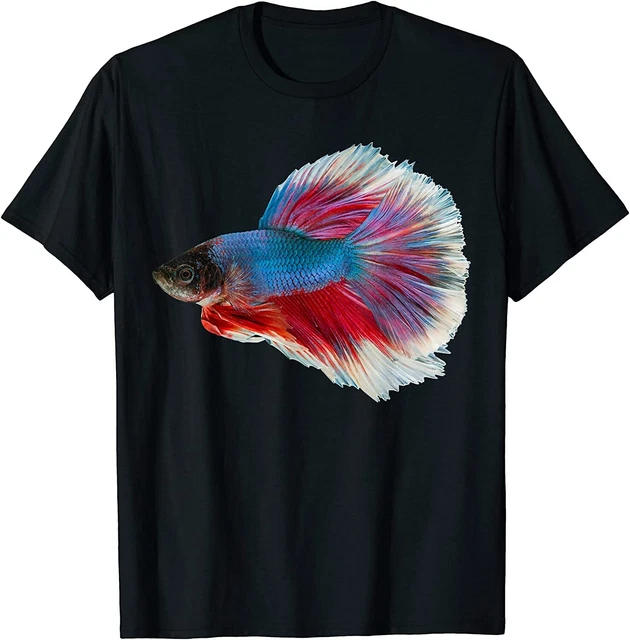NEW LIMITED Red & Blue Betta Siamese Fighting Fish Aquarium Lover Gift T-Shirt