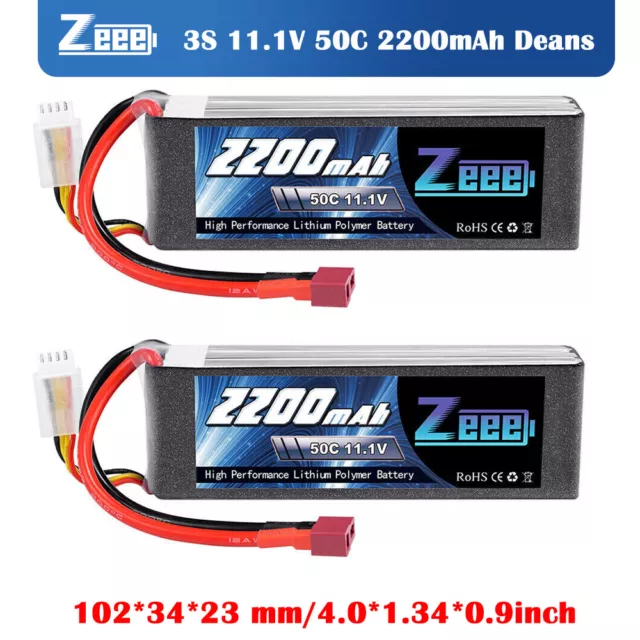 2x Zeee 11.1V 2200mAh 3S Lipo Akku Deans Stecker 50C für RC Flugzeuge Drohne FPV