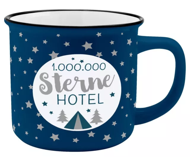 Sheepworld Gruss Camper Kaffee- Tasse Becher "Sterne Hotel" Emaille Optik 45792