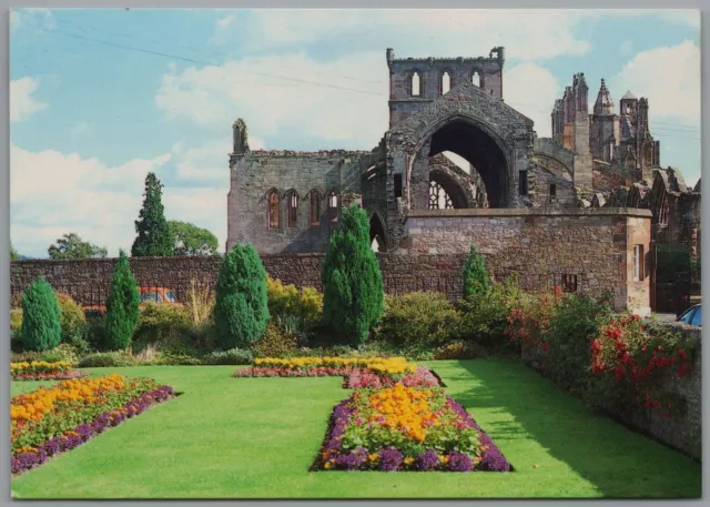 The Abbey and Gardens Melrose Roxburghshire Scotland Postcard
