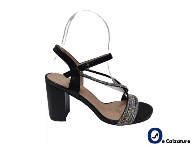 Sandali Eleganti  donna con tacco Matrimonio Cermonia Strass -60% n.36