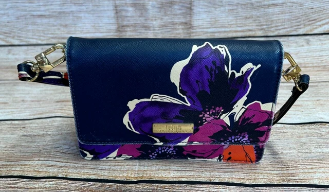 Trina Turk Navy Floral Crossbody Bag 7" x 5"
