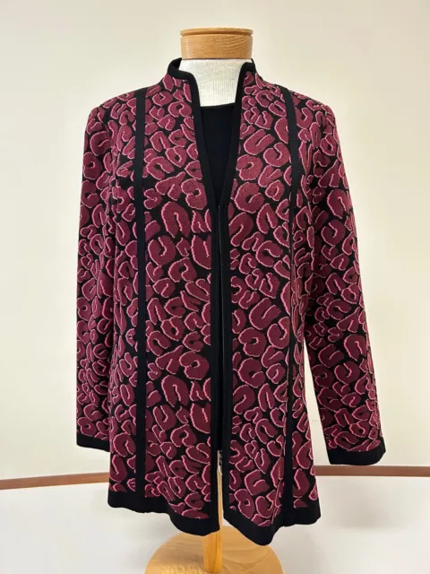 Misook Jacket, Black w/ Raspberry Design, L, Super Cute, Excellent Cond., $ 55