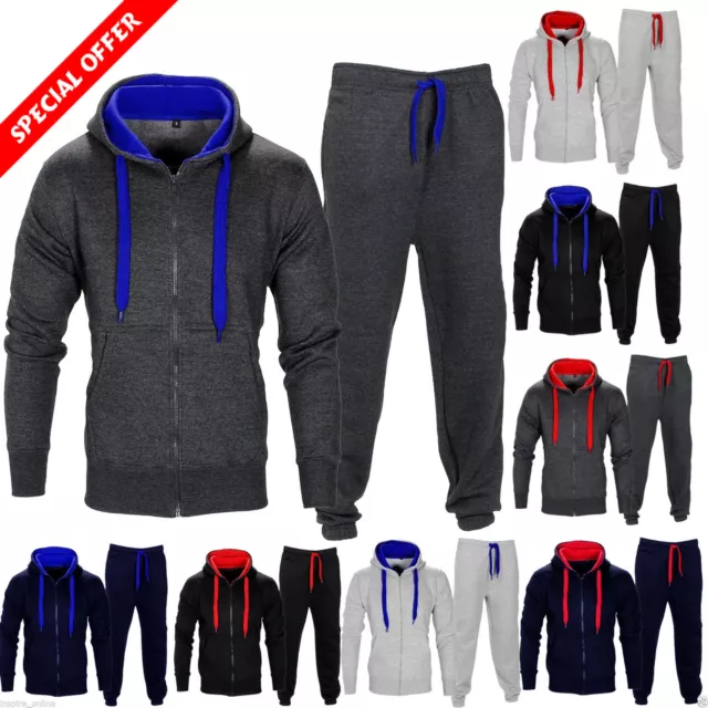 Nuovo Set Tuta Da Uomo Felpa Con Cappuccio In Pile Top Bottoms Joggers Palestra Trackies Jogging