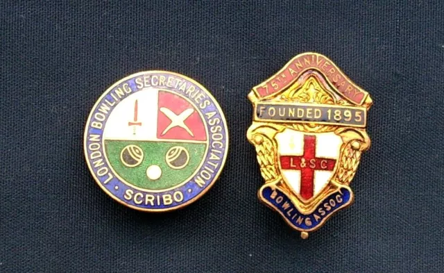 Two London Bowling Association & Club Enamel Badges C1980s Era
