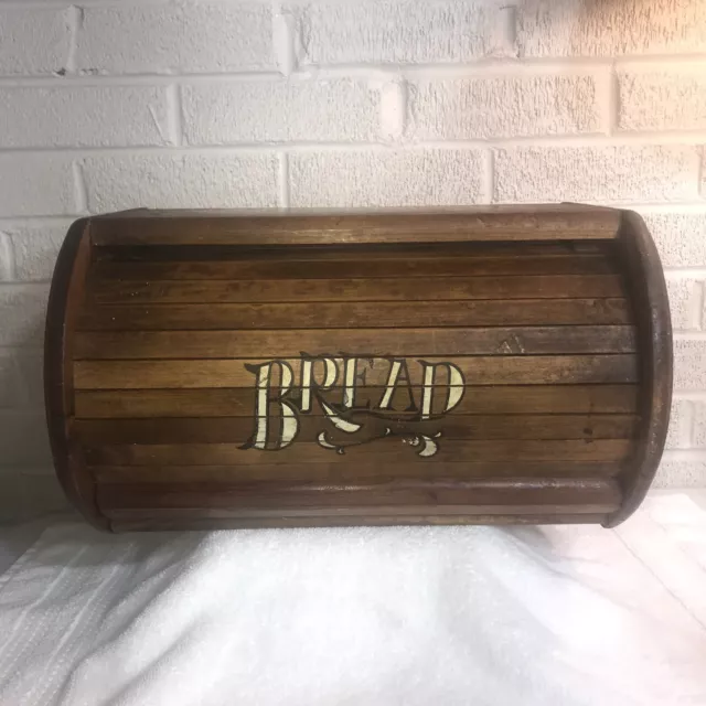 Vintage Roll Top or Under Cabinet Mount Wooden Bread Box