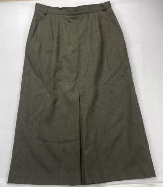 VTG Loden Green Wool Midi Skirt JH Collectibles Women’s 12 (MISSING BUTTON)