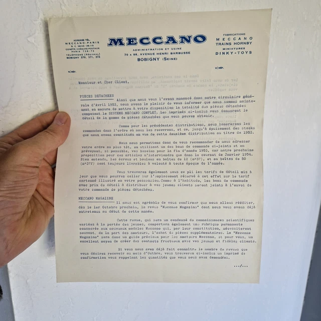 Lettre De Vœux MECCANO Aux Revendeurs - 31 Décembre 1948 - Originale Ancienne