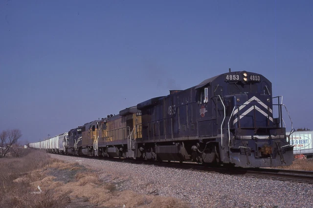 Mp Missouri Pacific B30-7A 4853 & 3 Action Keller, Tx 1986 Mopac  Original Slide