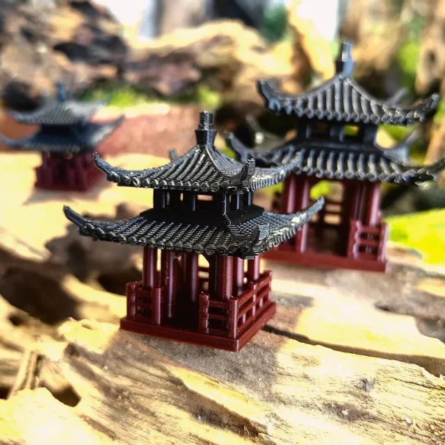 Chinese Ancient Architectural Model Micro Landscape Aquarium Pavilion Building