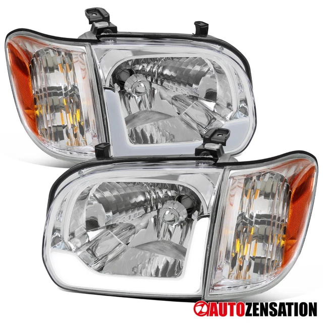 Fit Toyota 05-06 Tundra 05-07 Sequoia [LED Tube] Headlights+Corner Signal Lamps
