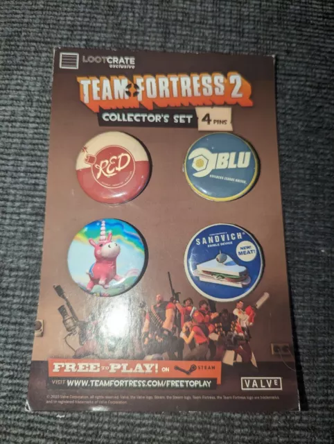 Loot Crate Team Fortress 2 Collector's Set 4 Button Pins New on Card