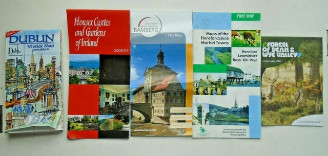 5 VARIOUS VISITORS maps and guides etc from ireland, herefordshire ...