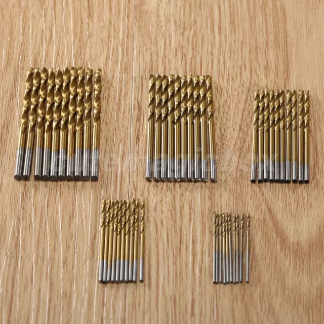 50Pcs High Speed Steel Twist Drill Bits Set Tool 1/1.5/2/2.5/3mm Titanium Coated