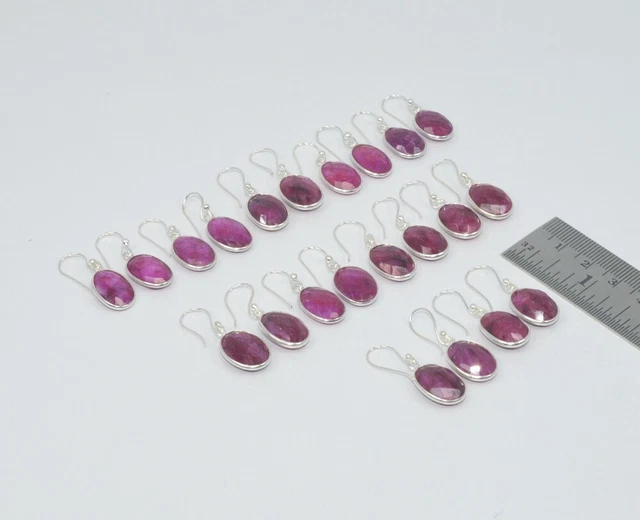 WHOLESALE 11PC 925 STERLING CUT Simulated Ruby HOOK EARRING LOT O b629