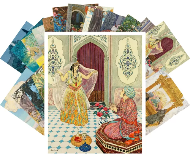 Postcard Pack (24 pcs) Arabian Nights Vintage Book Art by Leon Carre CC1164