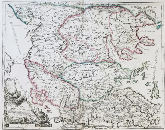 Macedonia Albania Greece Mazedonien Albanien Griechenland map Karte Rossi 1684