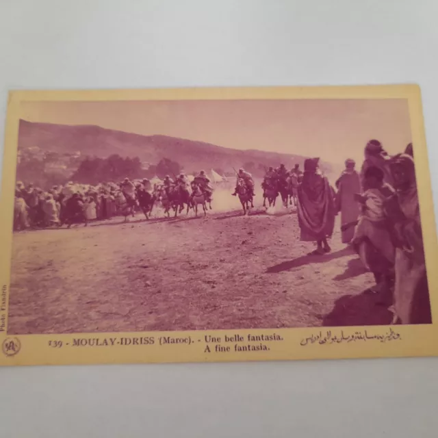 Morocco Moulay Idriss Belle Fantasia Horses Cpa R2874