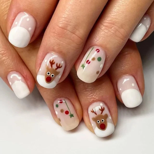 Lovely Elk Christmas False Nails Santa Claus Press-on Nails  Women