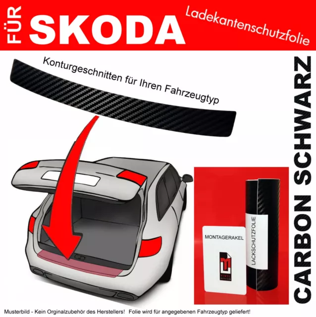 Lackschutzfolie Ladekantenschutz für Skoda Karoq Facelift ab 2022 Carbon Schwarz