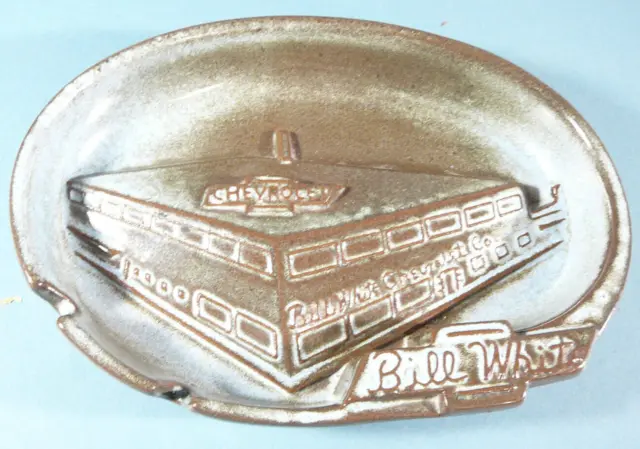 Vintage Frankoma Bill White Chevrolet Tulsa OK Car Dealership  7-1/2" Ash Tray