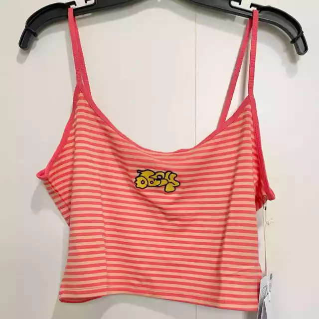 NWT Obey Women’s Joy Ringer Camisole Crop Tank Too Pink Striped