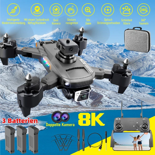Drone plegable WIFI FPV con cámara 8K mini selfie cuadricóptero RC Drone +3 baterías