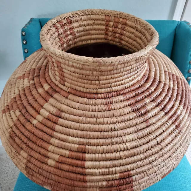 Hand Woven Coiled Basket Large 19"