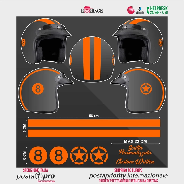 VFLUO - Kit 4 Strisce Adesive Nere Retroriflettenti Per Casco Moto - Foto 7