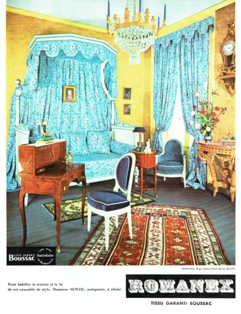 Publicité Advertising 049  1959   tissu Boussac  Romanex  Mr Semail  antiquaire