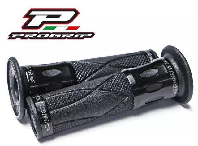 Progrip Poignées de Guidon Aluminium Noir pour Kawasaki GPZ 550 Uni Trak ZX550A