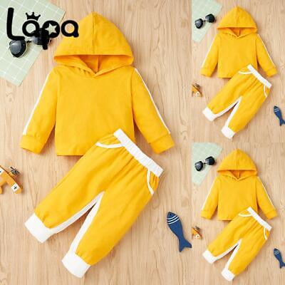 Toddler Baby Boys Girls Hooded Long Sleeve Tops Pants Tracksuit Outfits Playsuit