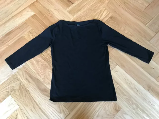 M&S Black long sleeved boatneck t-shirt, size 8, great condition