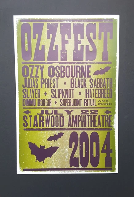 OZZFEST 2004 OZZY OSBOURNE HATCH SHOW PRINT Nashville Starwood Concert Poster OZZFEST 2004 OZZY OSBOURNE HATCH SHOW PRINT Nashville Starwood Concert Poster