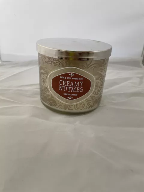 Bath & Body Works Creamy Nutmeg 3 wick Candle 14.5oz •NEW• Rare**