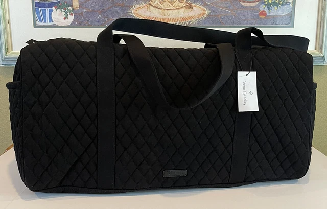 Vera Bradley Large Travel Duffel Bag Tote Classic Black Quilted Gym Travel Plane