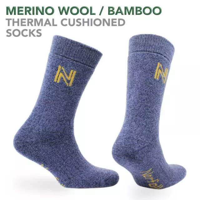 Norfolk Mens Walking Hiking Merino Wool & Bamboo Fully Cushioned Thermal Socks