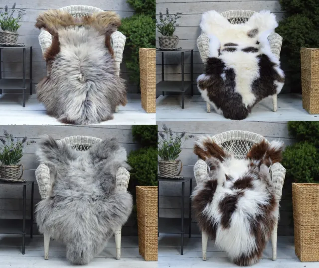 Luxury Rare Breed Multicoloured Sheepskin Rug Throw Eco Pure Wool Large Size