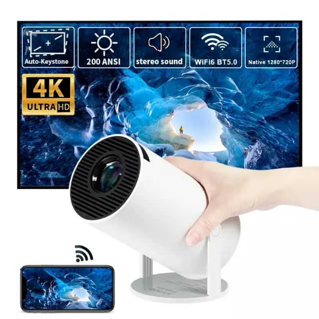 Proyector 5G 4K HD LED Smart WiFi Bluetooth Android Oficina Home Theater HDMI USB