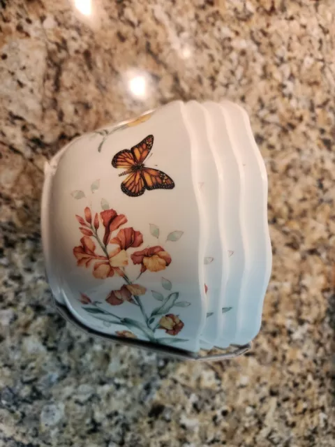 Lenox Porcelain Butterfly Meadow Dessert Bowl Set of 4 Brand New