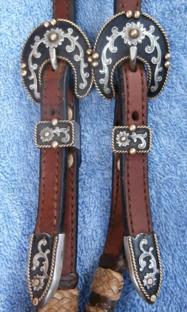 Silver Brass Fancy Buckle Horse Slide Ear Headstall