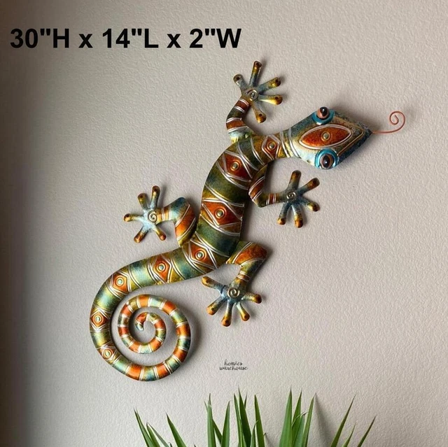 LARGE GECKO LIZARD Wall Art Metal Southwest Garden Sculpture Outdoor