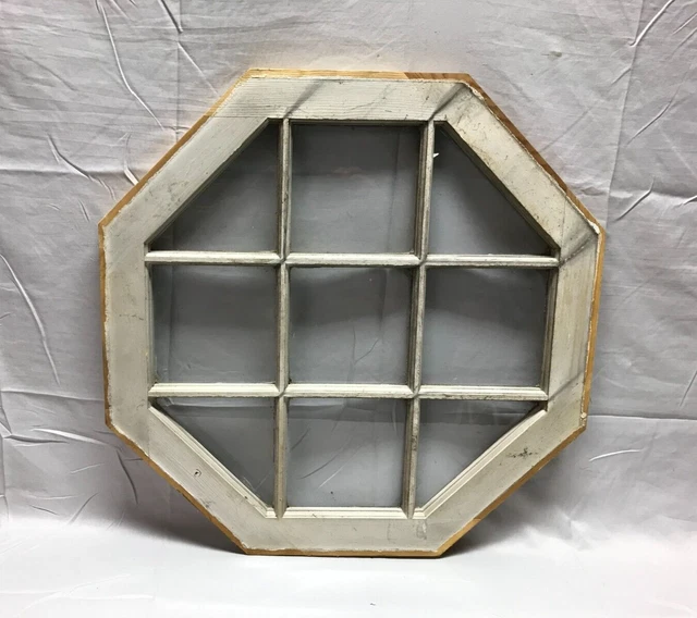 Vintage Small 22" Octagon 9 Lite Window Sash Shabby White Chic Old 782-23B