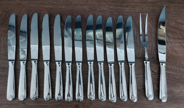 Coffret 12 Couteaux NOGENT INOX Vintage Lame Crantée – Made In France, 24cm