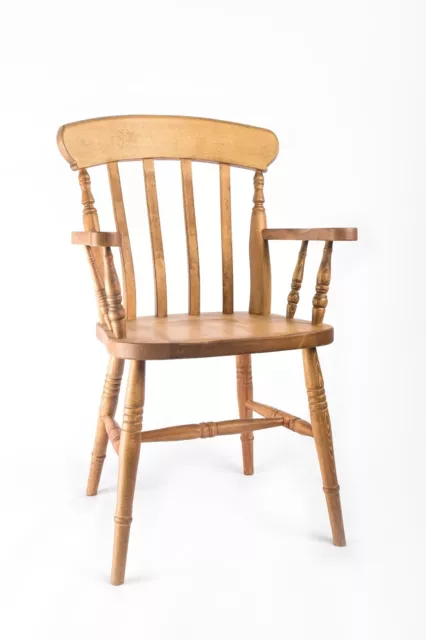 Farmhouse Slat Back Carver Dining Chair Made From Solid Beech Wood