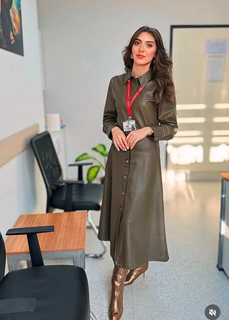 Zara Khaki Faux Leather Dress FOR SALE! - PicClick