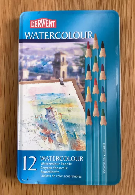 12 Vintage Derwent Watercolour Pencils