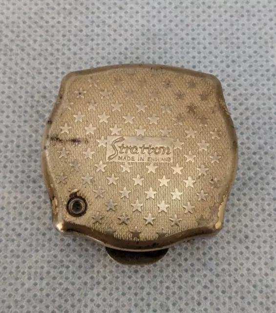 Vintage STRATTON Portable Pocket Square Mini Brass Ashtray With Cigarette Holder