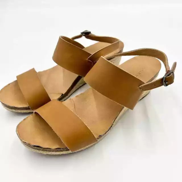 Lucky Brand Women's 9.5 Sandals Jette Espadrille Wedge Tan