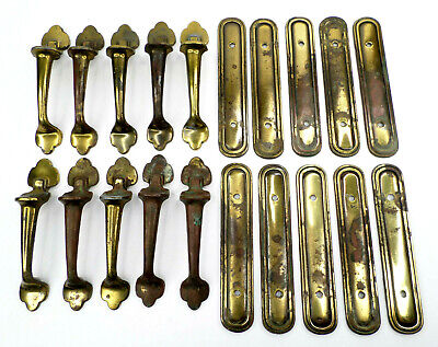 20-pcs Brass Cabinet Door Knob Pulls 3" Spacing + Brass Plates KBC N16122 N16421